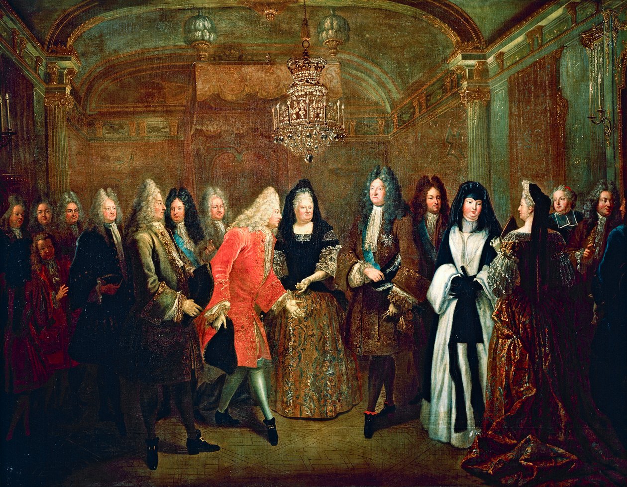 Louis XIV receiving Elector of Saxony, Frederick Augustus II at Fontainebleau on September 27 by Louis de Silvestre