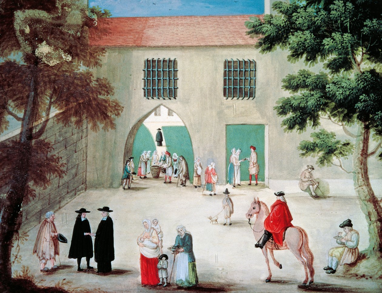 Assisting Poor in Front of Abbey of Port-Royal des Champs by Louise Magdeleine Hortemels