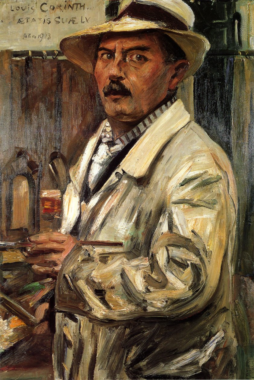 Self-Portrait with Straw Hat by Lovis Corinth