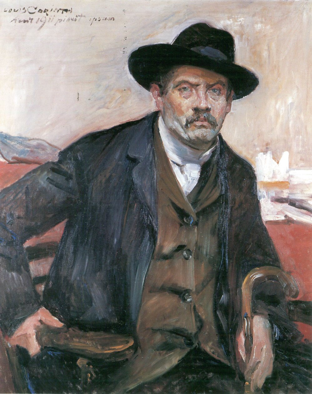 Self-portrait with Black Hat and Cane by Lovis Corinth