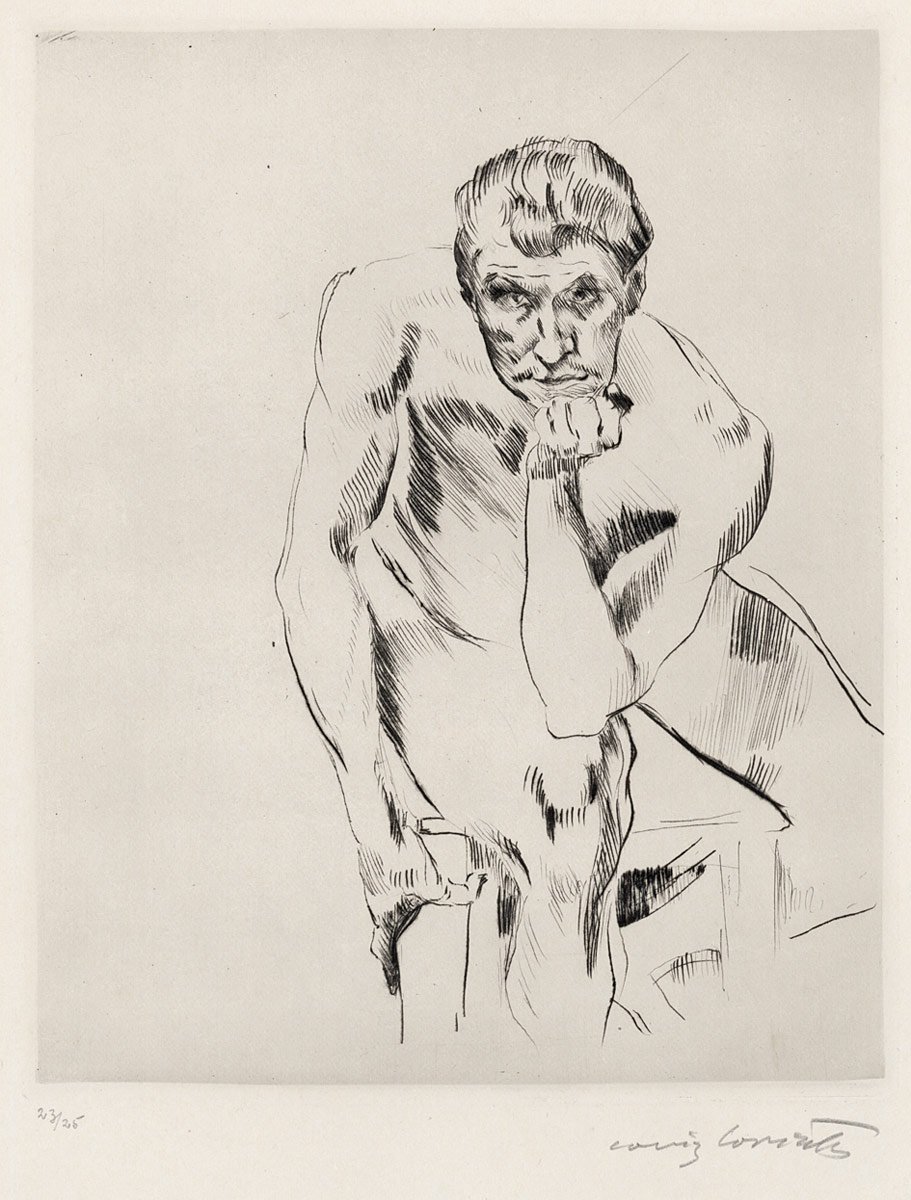 Seated Male Nude, Thinking by Lovis Corinth