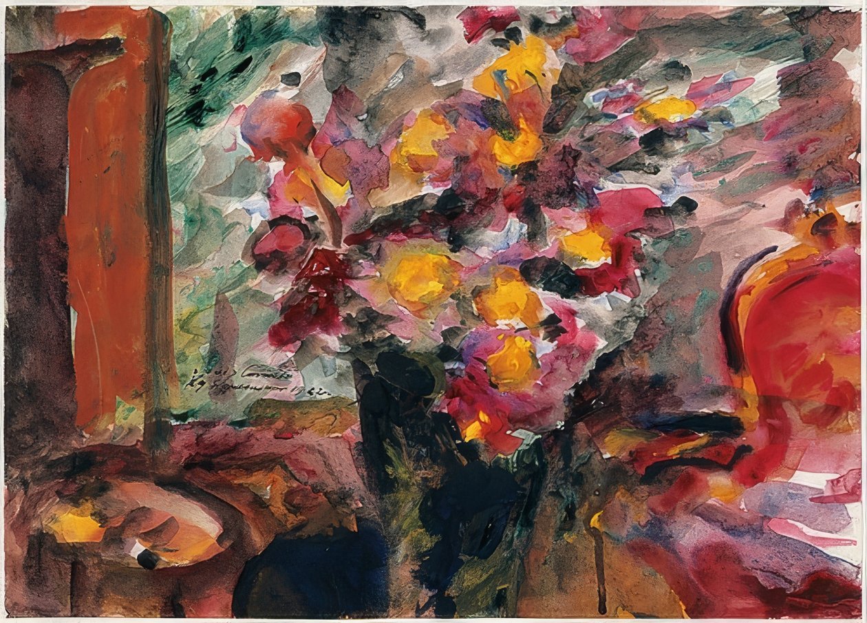 Flower Vase on a Table. 1922 by Lovis Corinth
