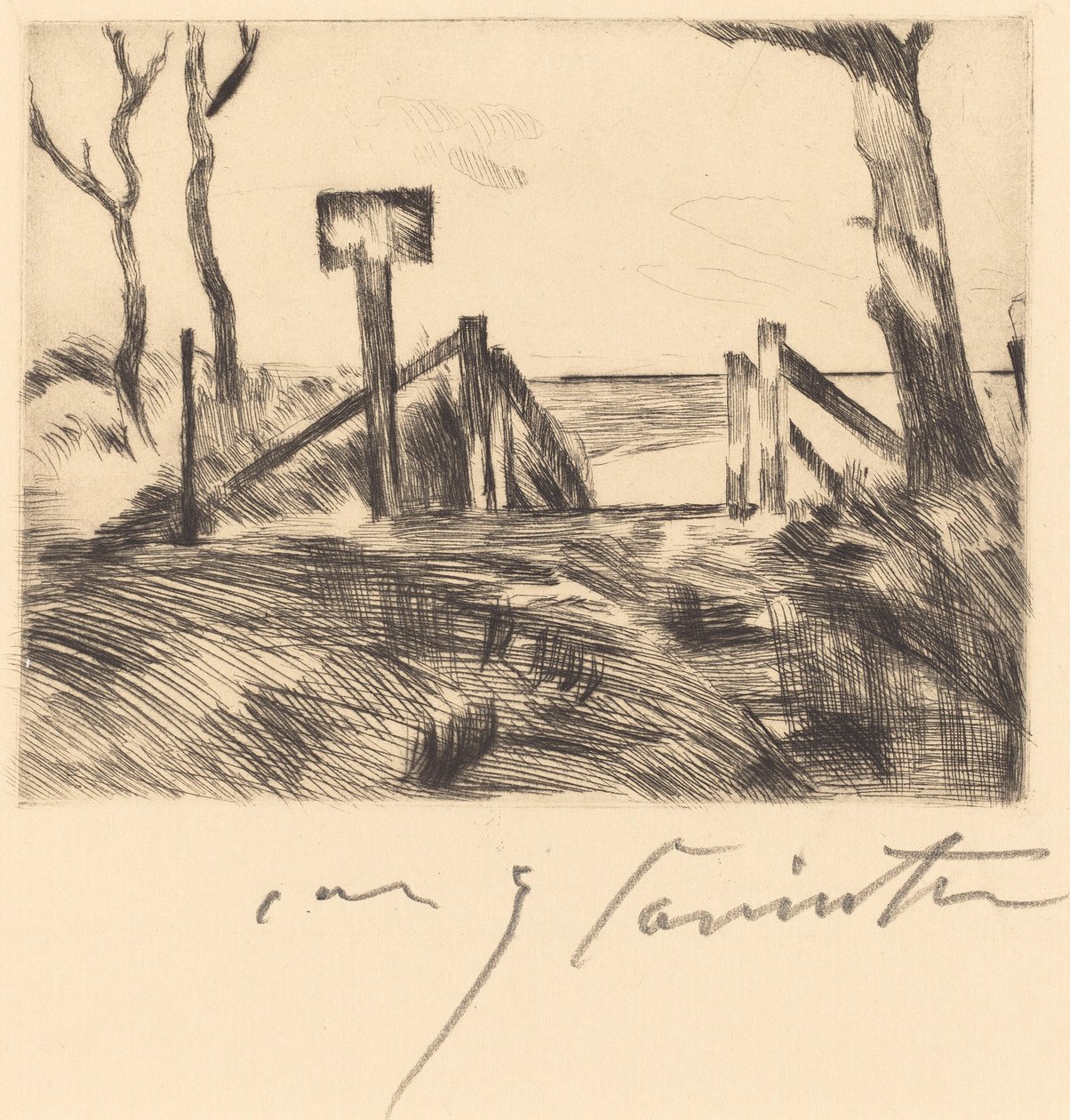 Bridge with Sign, 1916 by Lovis Corinth