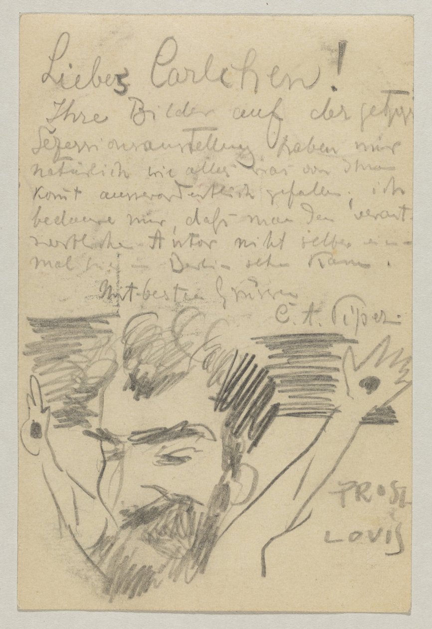 Lovis Corinth to Carl Strathmann: Postcard, Postmarked January 16, 1903 by Lovis Corinth