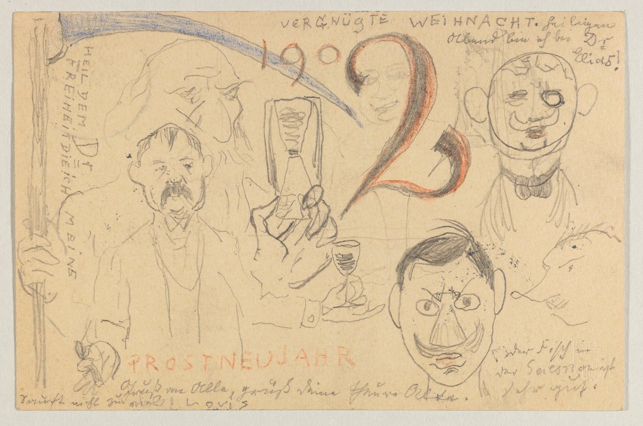 Lovis Corinth to Carl Strathmann: Postcard, Postmarked 24 December 1901 by Lovis Corinth