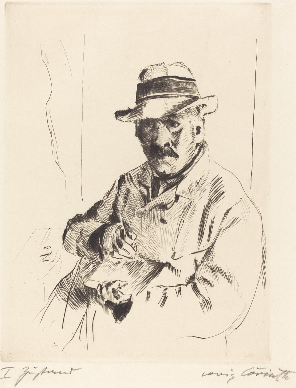 Self-Portrait in a Straw Hat by Lovis Corinth