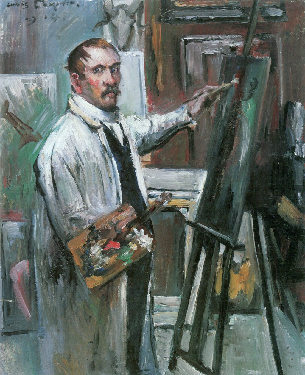 Self-portrait in the atelier by Lovis Corinth