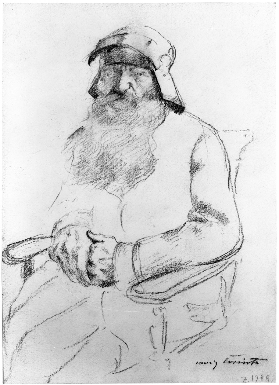 Seated Bearded Old Man with a 16th Century Helmet, Front View (Study for Götz von Berlichingen) by Lovis Corinth
