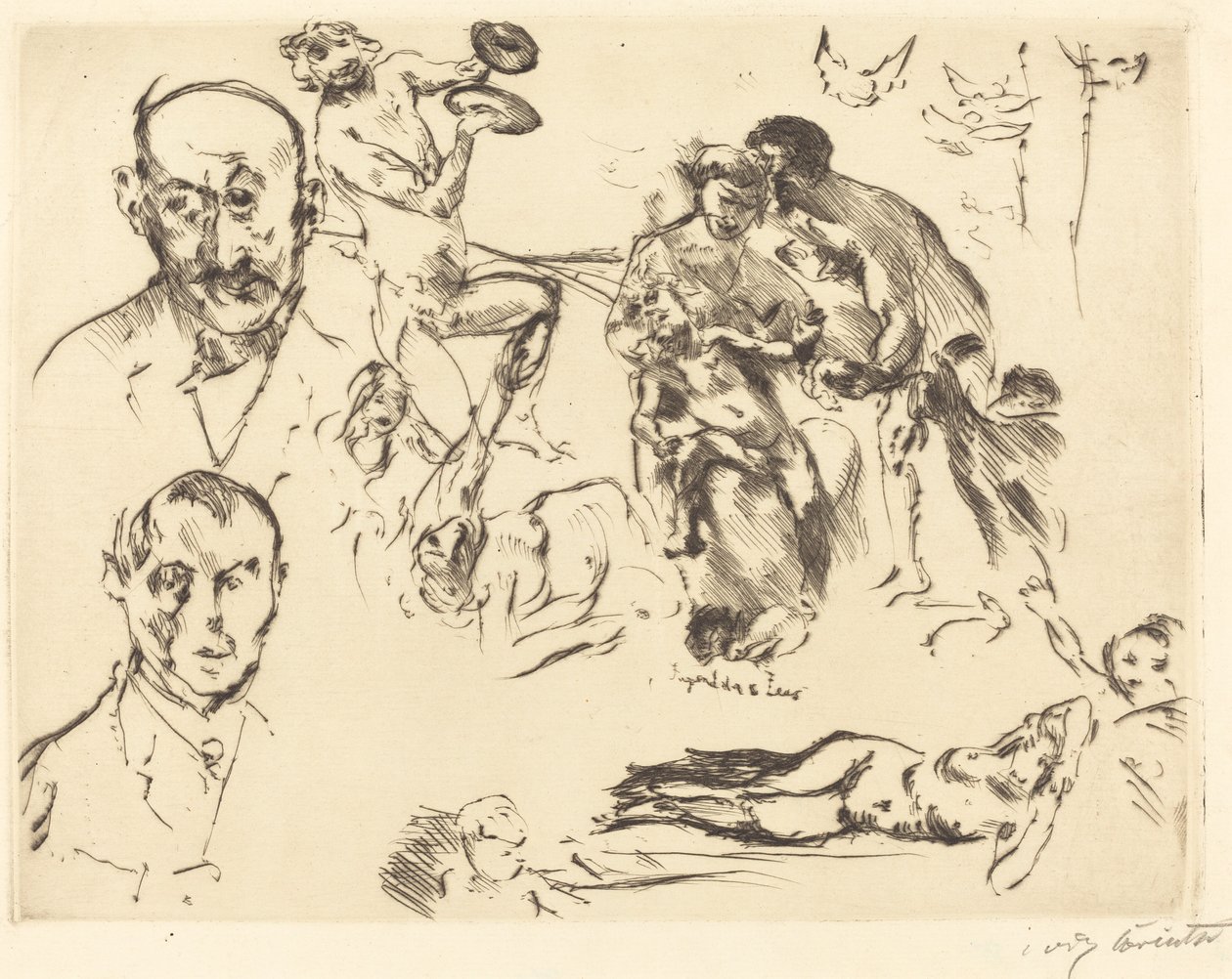 Sketches of Men, including Max Liebermann by Lovis Corinth