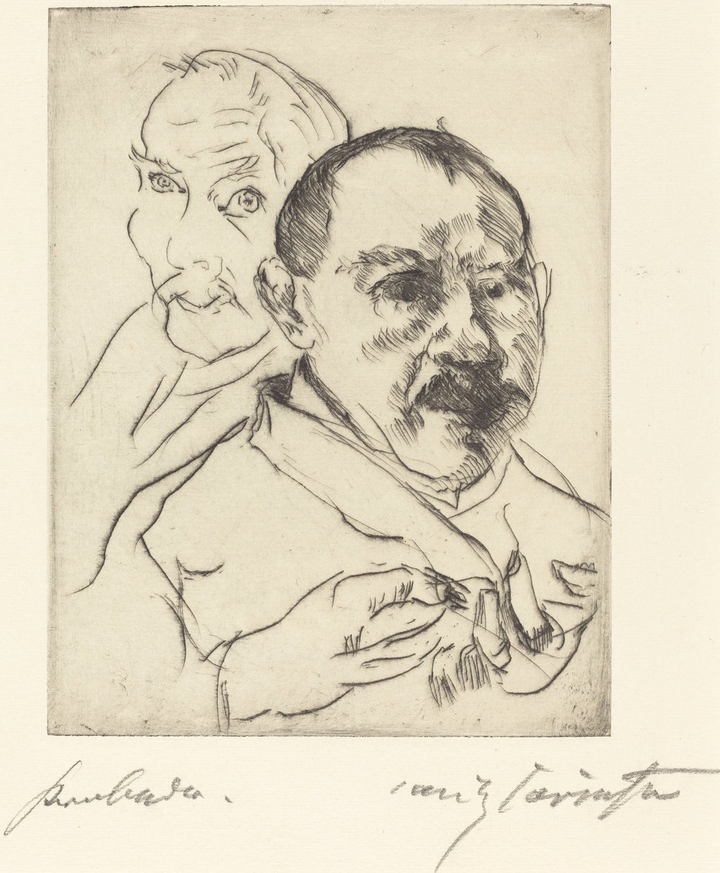 Sketch of Two Male Heads—Self-Portraits by Lovis Corinth