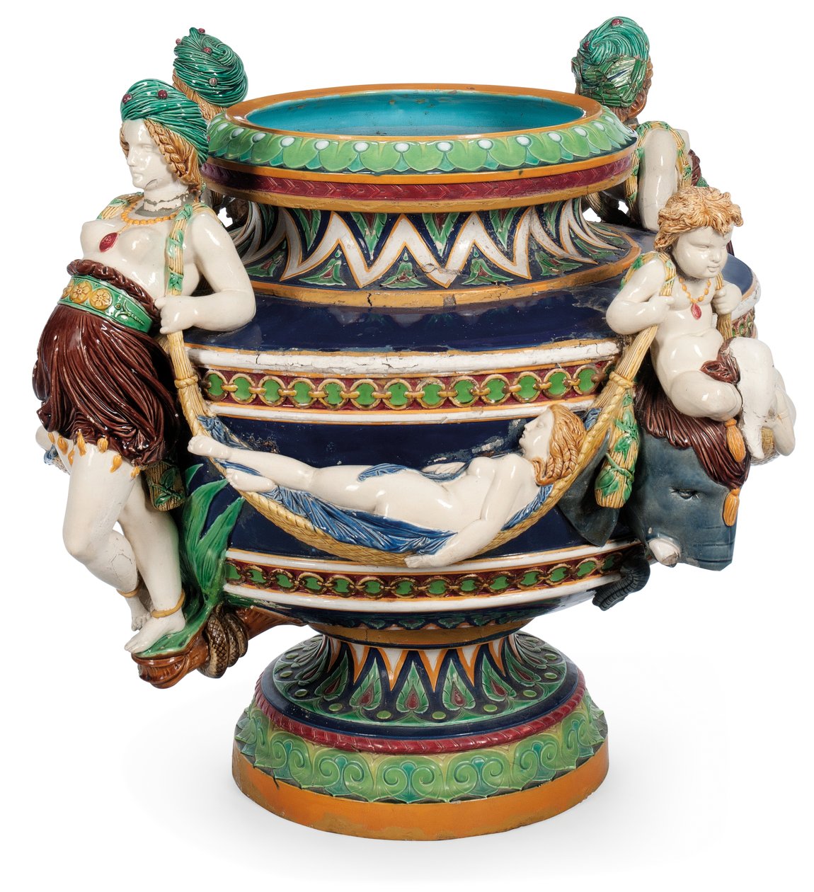 Large Minton Majolica Jardiniere, c.1870 by Ltd Mintons