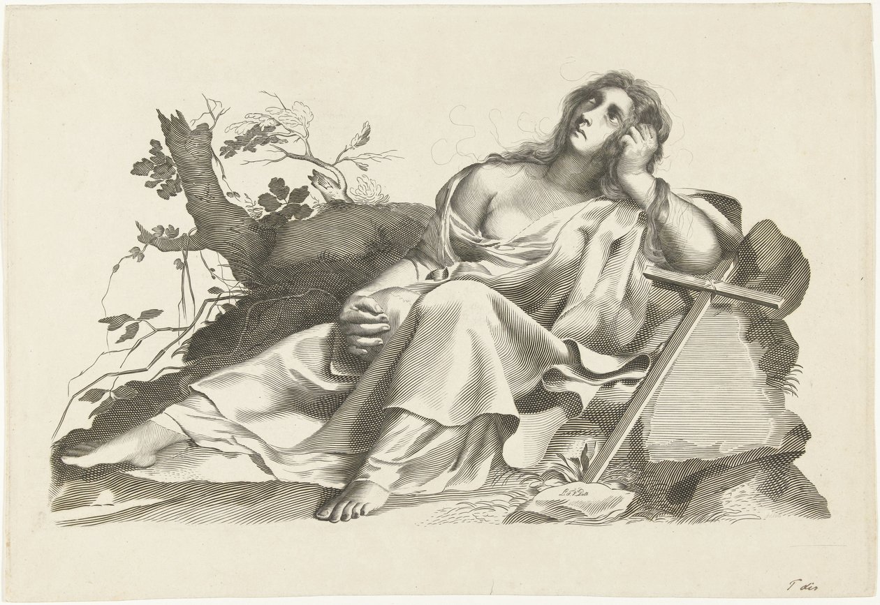 Personification of Hope Sitting with a Cross by Lubertus Teunis van Deth