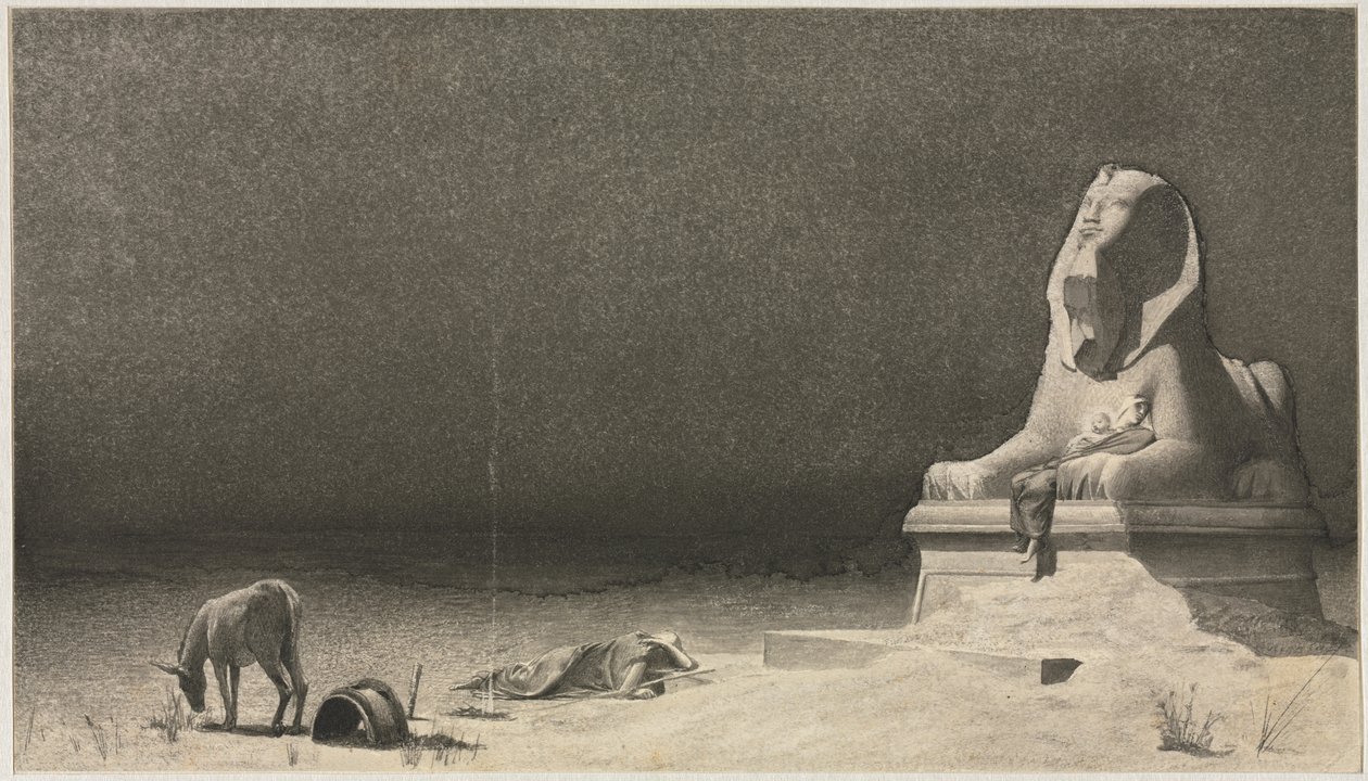 The Rest on the Flight into Egypt (detail), Sketch of a Sphinx verso, c. 1879-80 by Luc Olivier Merson