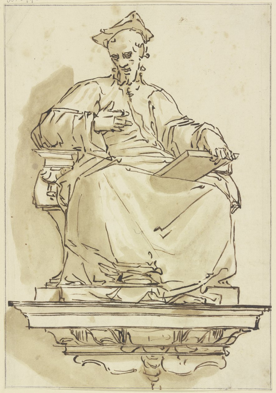 Console Statue of a Seated Cardinal by Luca Cambiaso