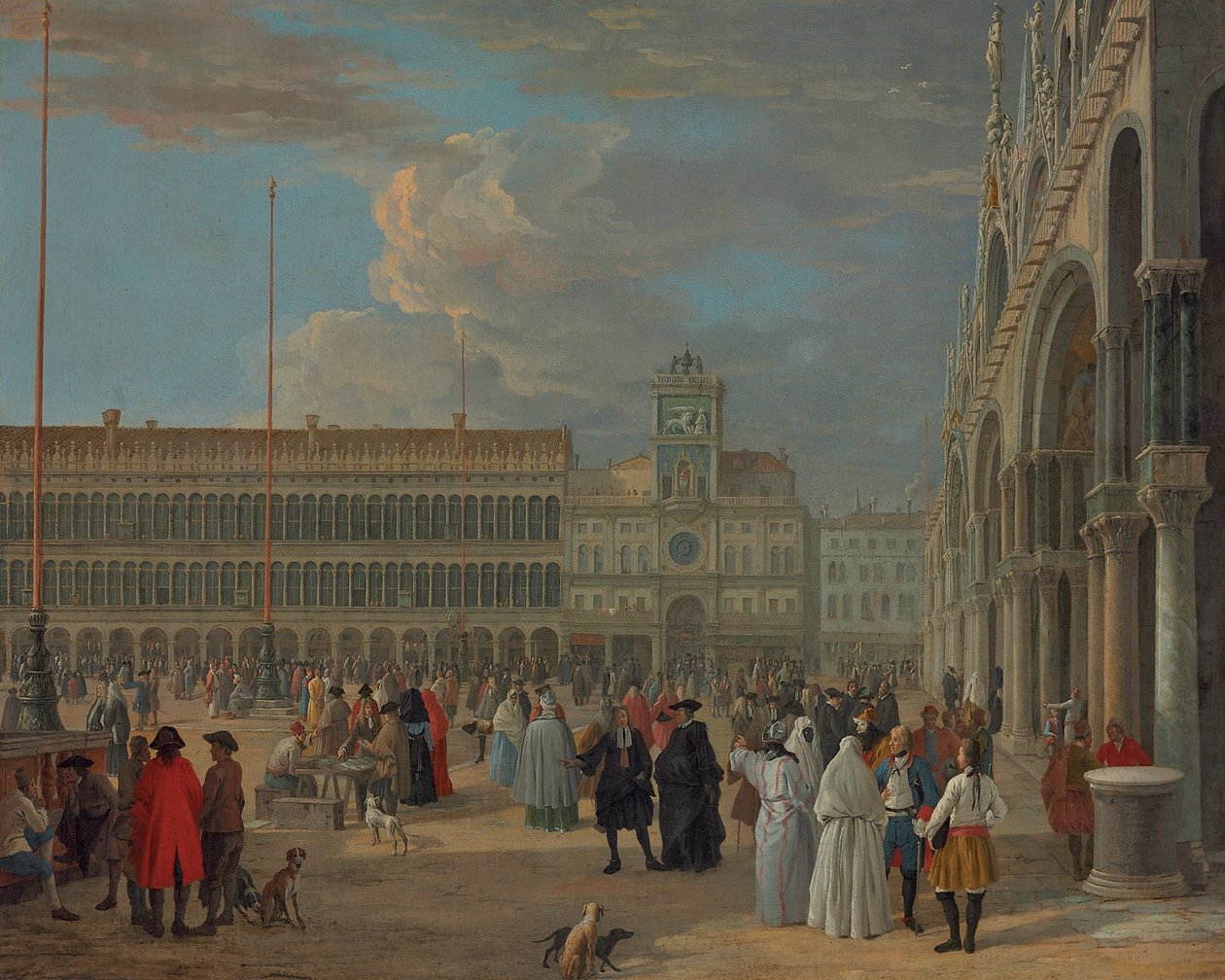 View of Piazza San Marco with the Clock Tower, Venice by Luca Carlevarijs