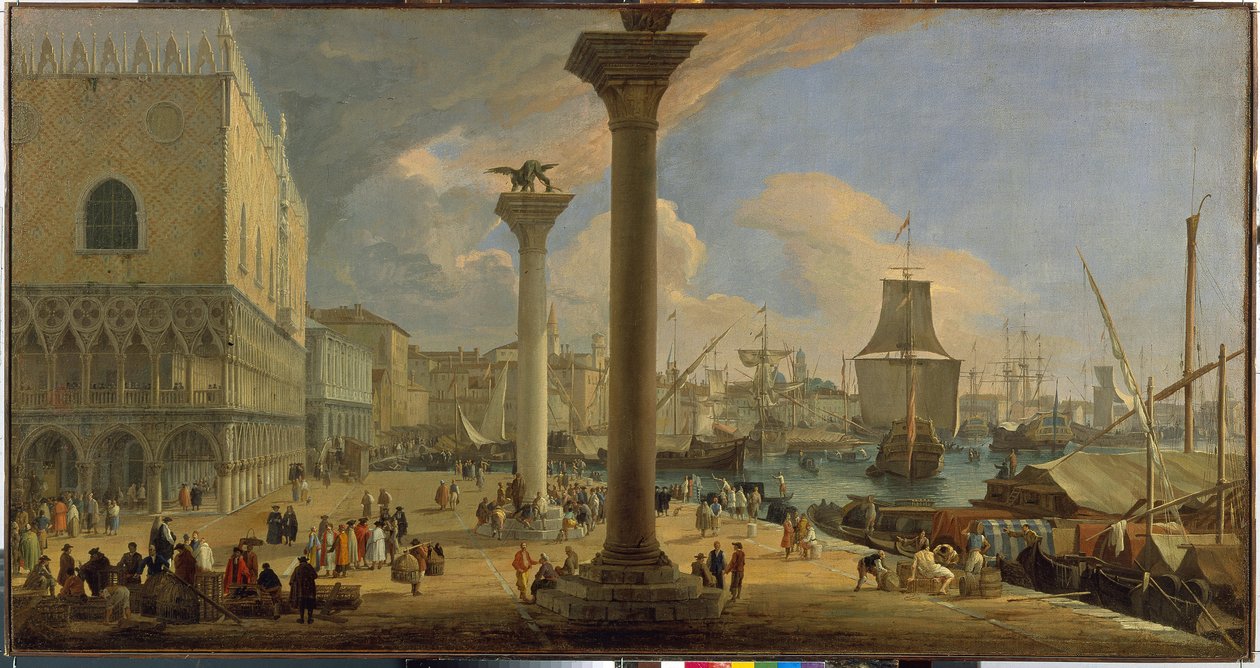 The Molo with the Ducal Palace (Venice, Italy) (Painting by Luca Carlevaris, c. 1710) by Luca Carlevaris