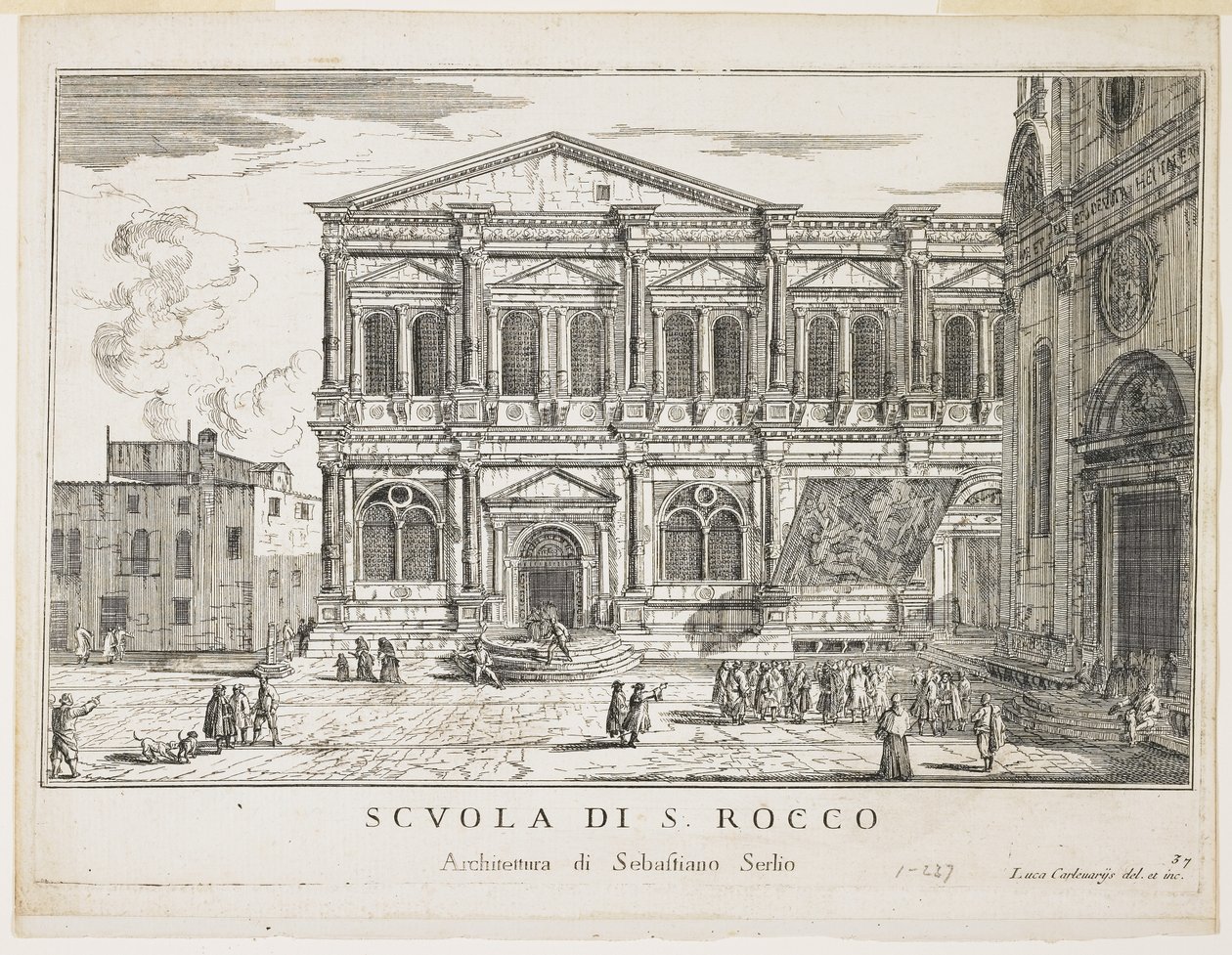 View of the Confraternity of St. Rocco, Plate from The Buildings and Views of Venice by Luca Carlevaris