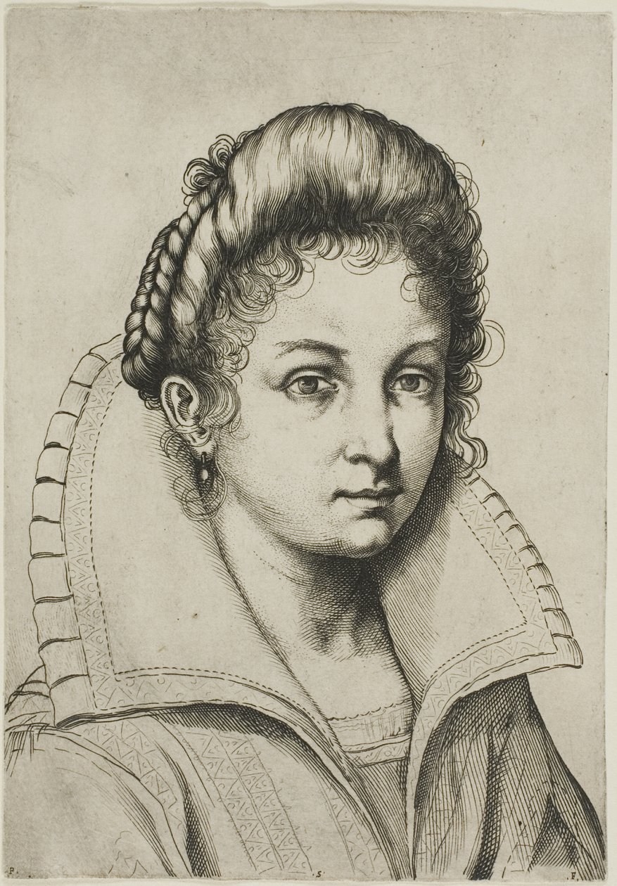 Portrait Bust of a Woman with a Large Collar, from Perfect School to Learn How to Draw the Entire Human Body by Luca Ciamberlano