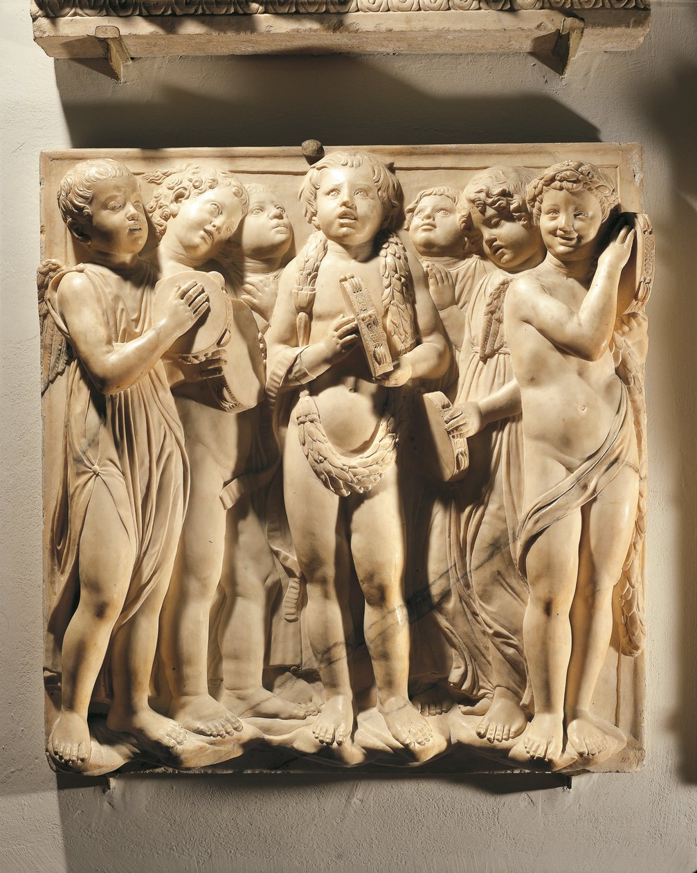 Praise Him with Sounding Cymbals (Psalm 150, Praise the Lord), Panel with Putti and Angels Playing Cymbal by Luca Della Robbia
