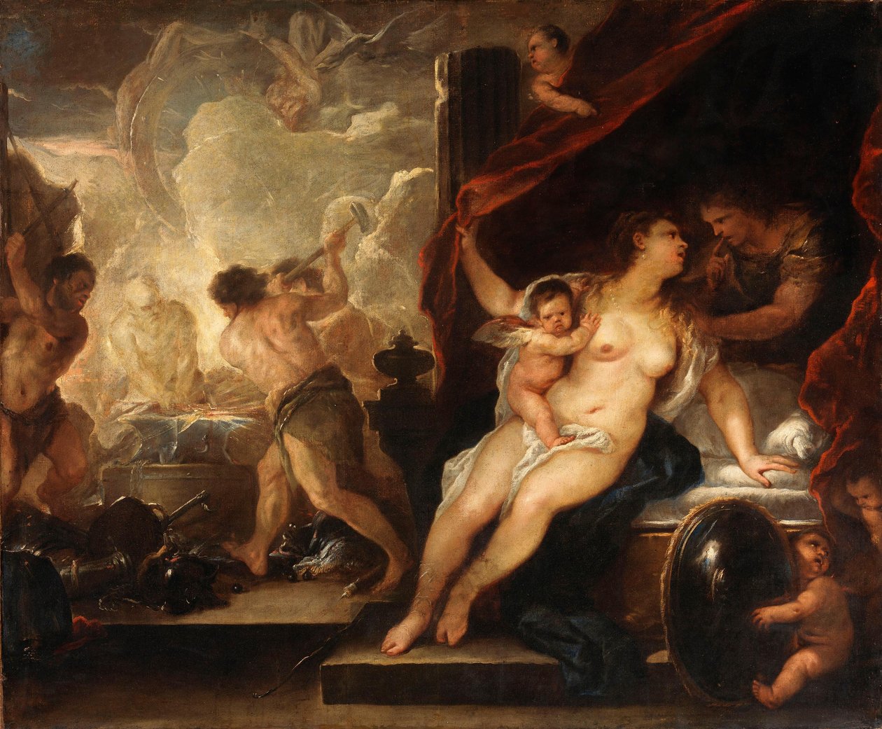 Venus, Mars and the Forge of Vulcan by Luca Giordano