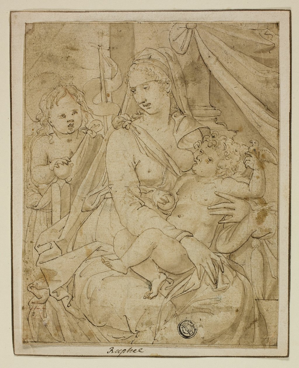 Virgin and Child with the Infant John the Baptist by Luca Penni