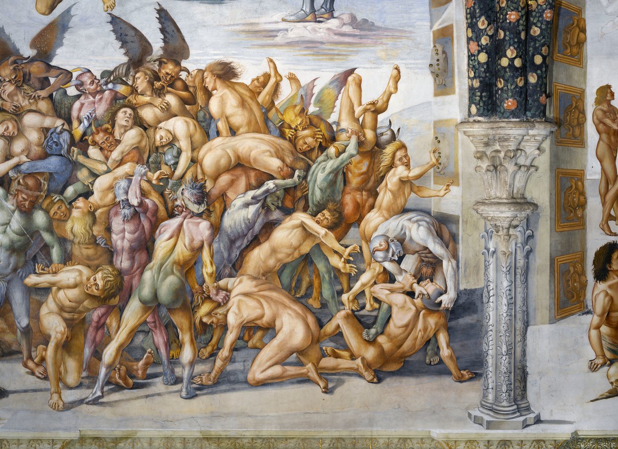 Damned in hell, from Last Judgment fresco cycle by Luca Signorelli