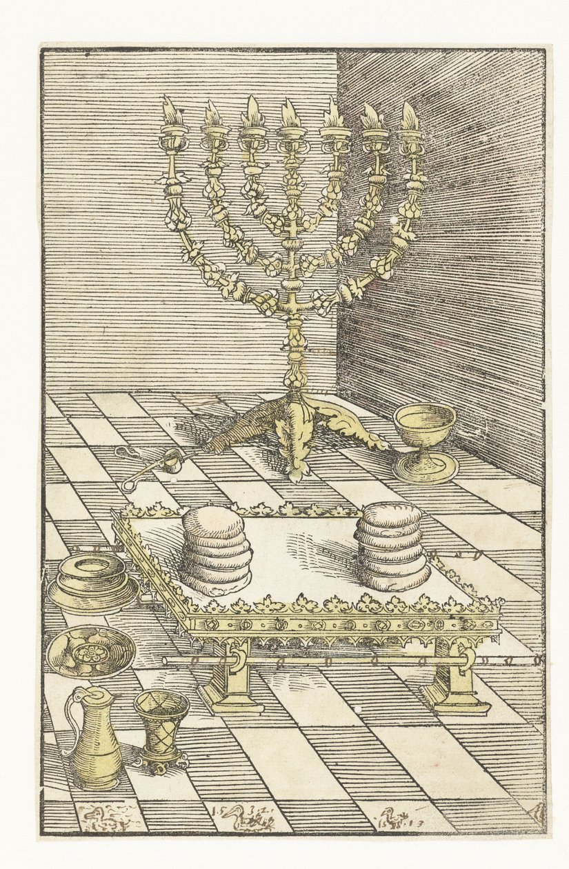 Seven-Branched Candelabrum and Table with Showbread by Lucas Cranach