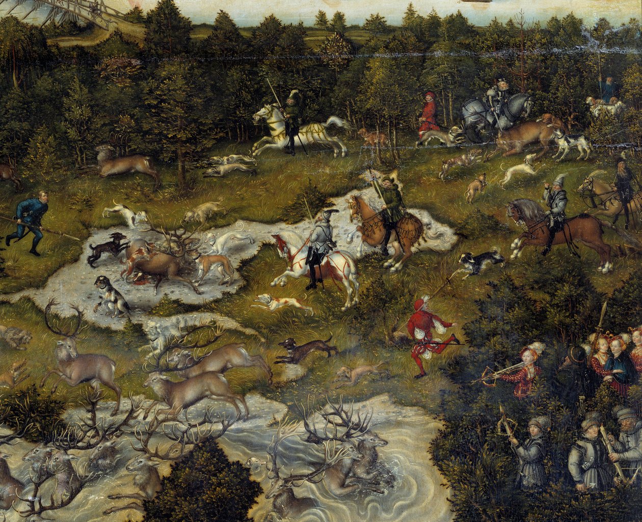 Hunting in honor of Charles V at Torgau Castle in Germany (Detail) by Lucas Cranach