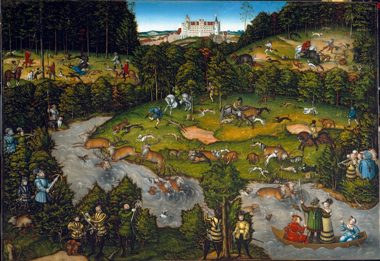 Hunting near Hartenfels Castle by Lucas Cranach