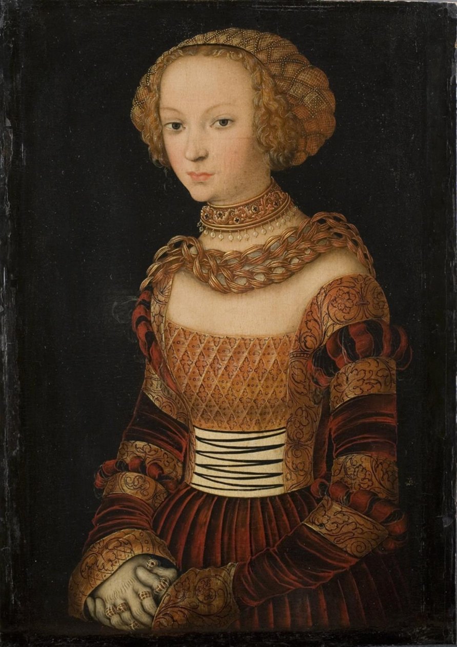 Portrait of a Young Woman. Princess Emily of Saxony? by Lucas Cranach d.Æ.