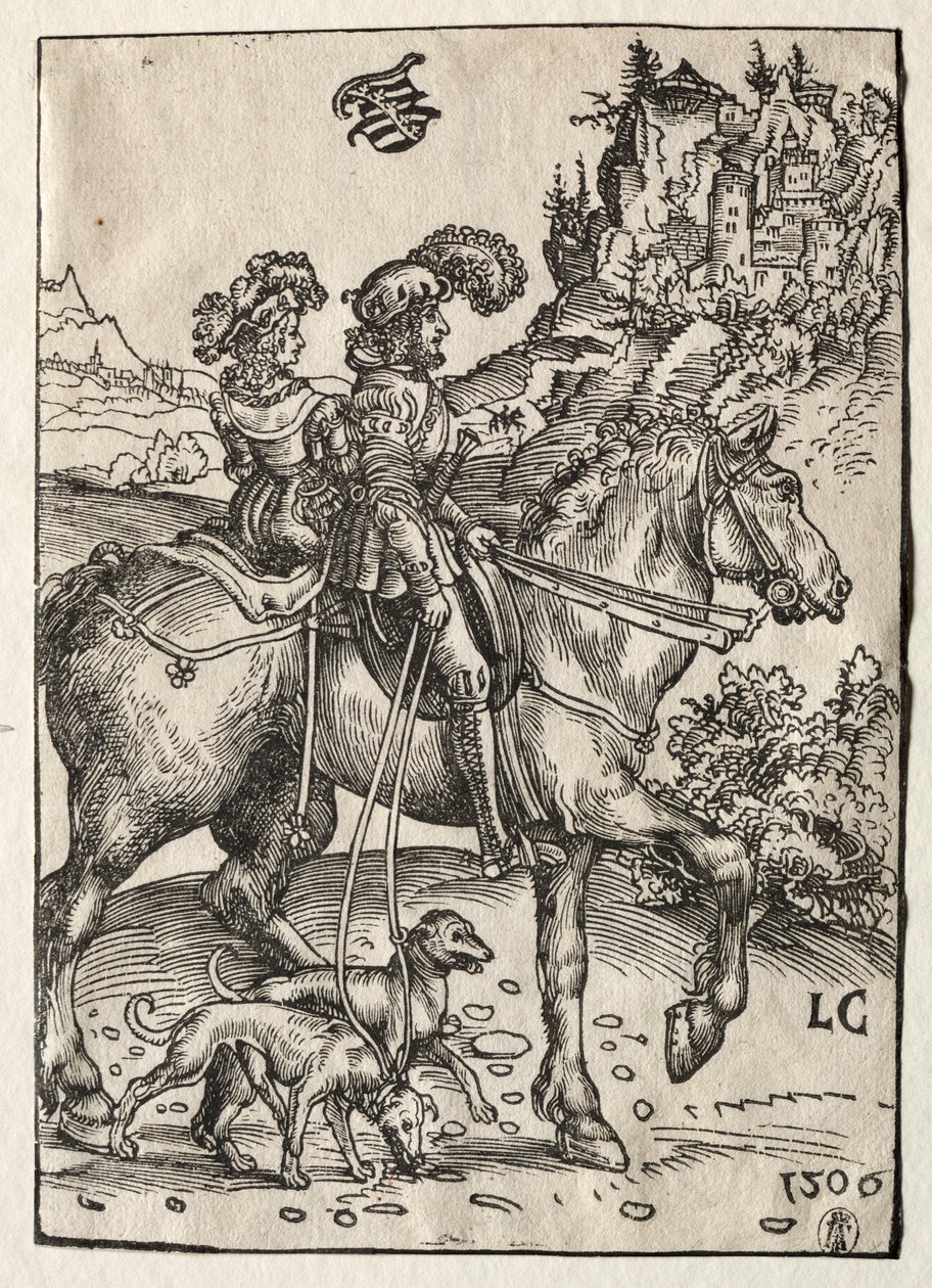 A Gentleman and a Lady Riding to the Chase by Lucas Cranach the Elder