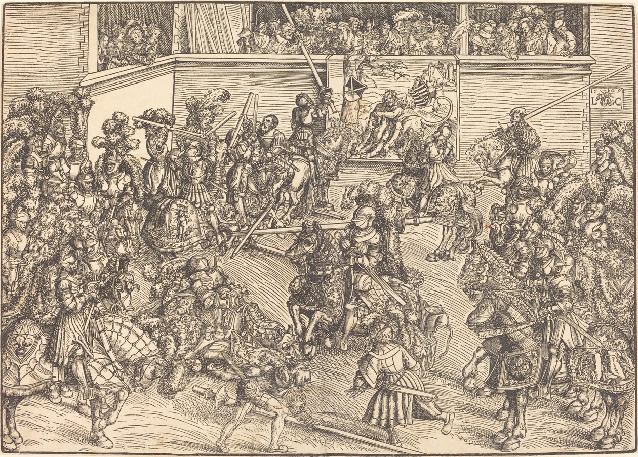 The Second Tournament with the Tapestry of Samson and the Lion by Lucas Cranach the Elder