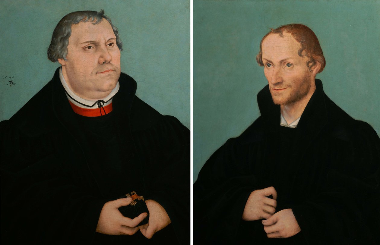 Portrait of Martin Luther and Portrait of Philippe Melanchthon by Lucas Cranach the Younger