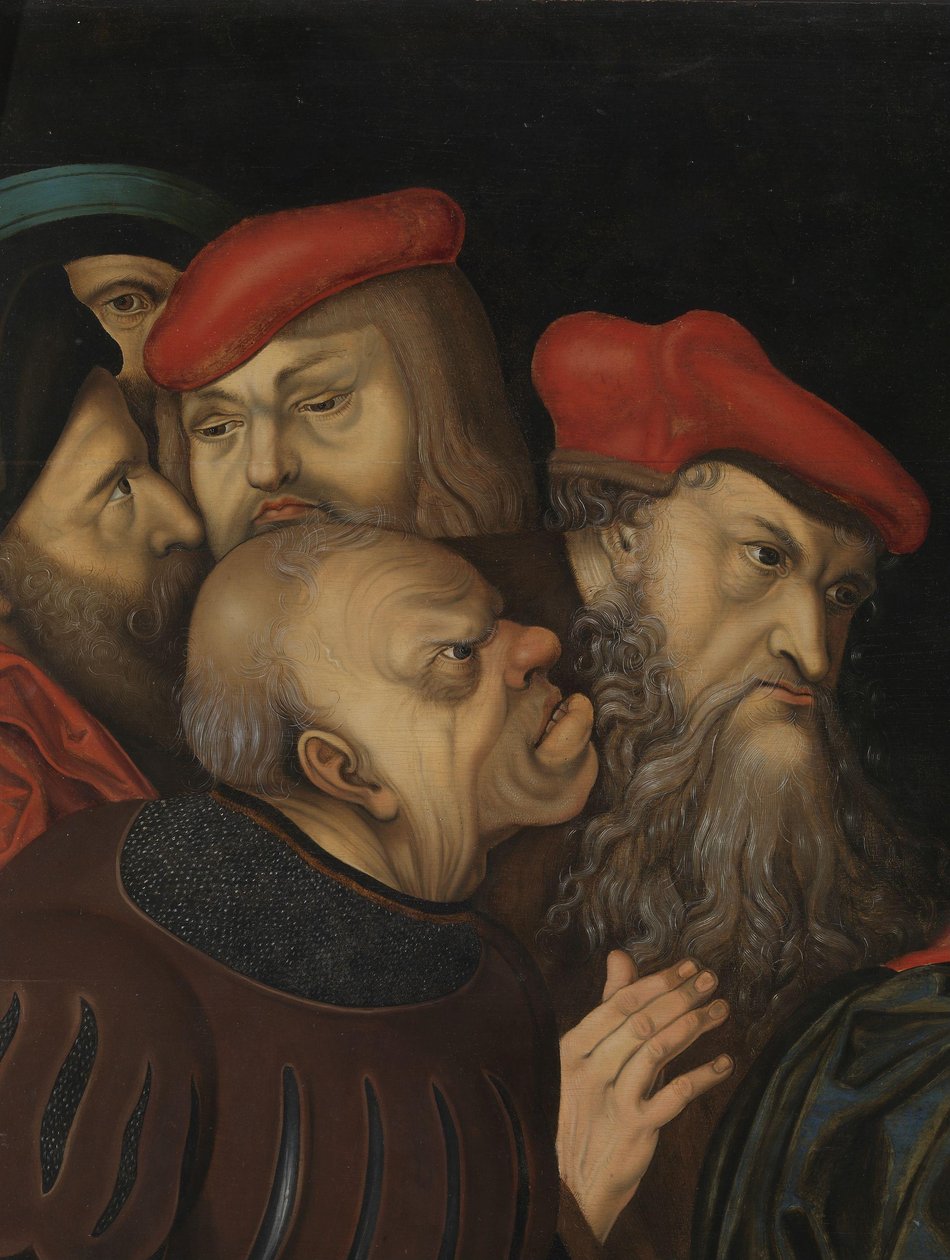 Christ and the Woman Taken in Adultery (detail) by Lucas the Elder (after) Cranach
