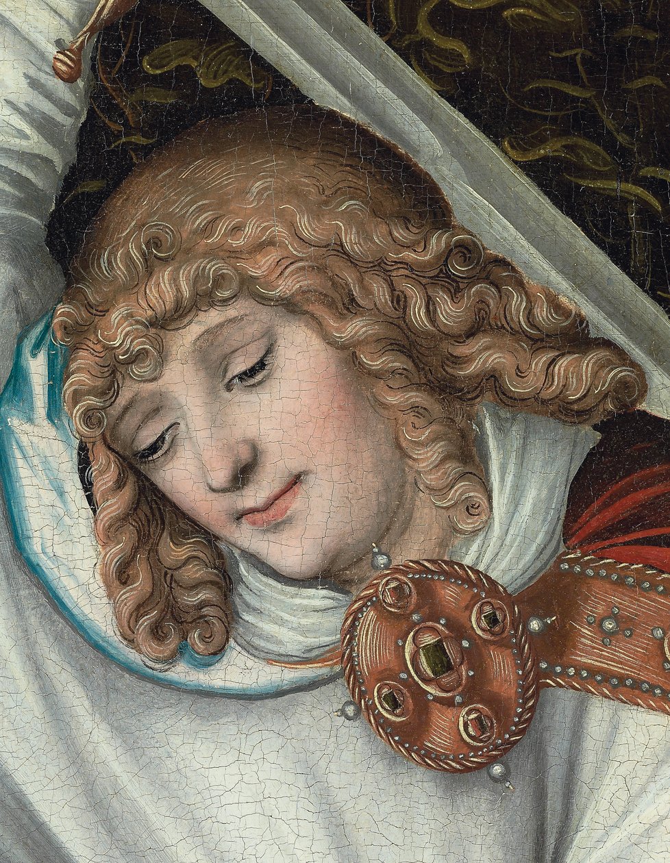 The Archangel Michael Holding the Scales of Justice (detail) by Lucas the Elder (workshop of) Cranach
