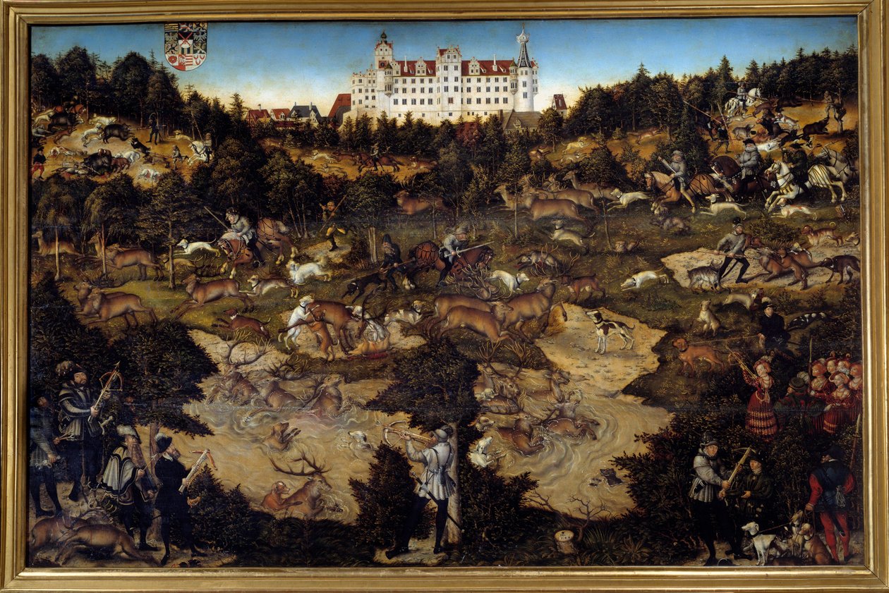 Hunting in Honor of Charles V at Torgau Castle by Lucas the Elder Cranach