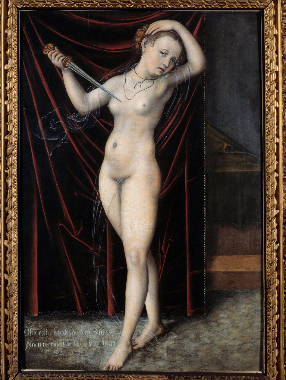 Lucrece giving himself death (Painting by Lucas Cranach) by Lucas the Elder Cranach