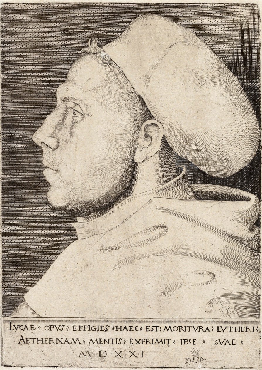 Martin Luther as an Augustinian Friar by Lucas Cranach the Elder 1521 by Lucas the Elder Cranach