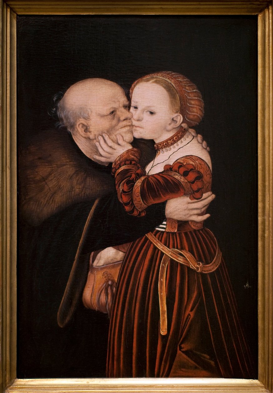 The old fool. Painting by Lucas Cranach the former (1472-1553), circa 1530. Flemish art 16th century. National Gallery, Sternberg Palace, Prague (Czech Republic). by Lucas the Elder Cranach