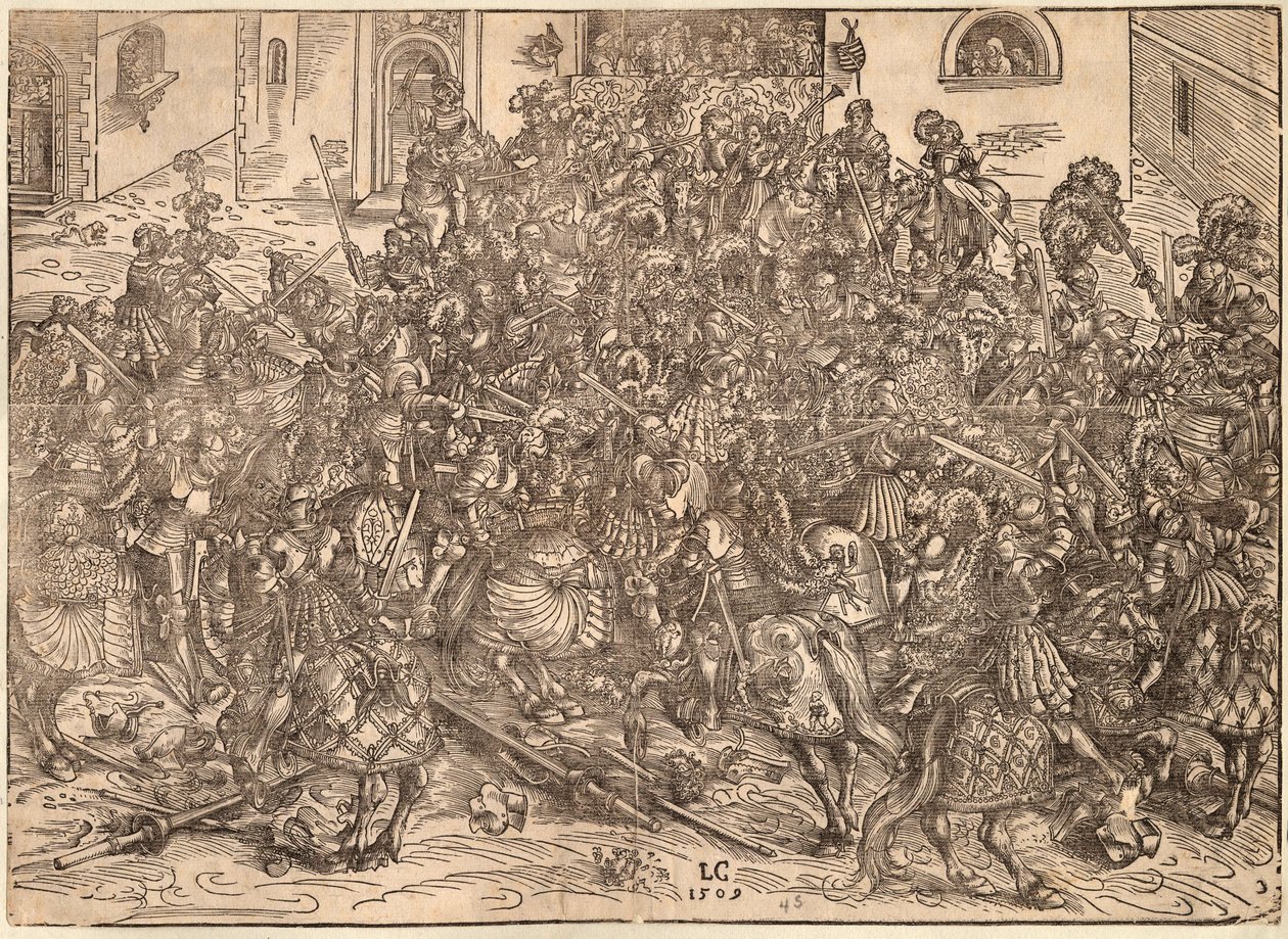 Tournament - Lucas Cranach the Elder (1472-1553) - 1509 - Woodcut - Private Collection by Lucas the Elder Cranach
