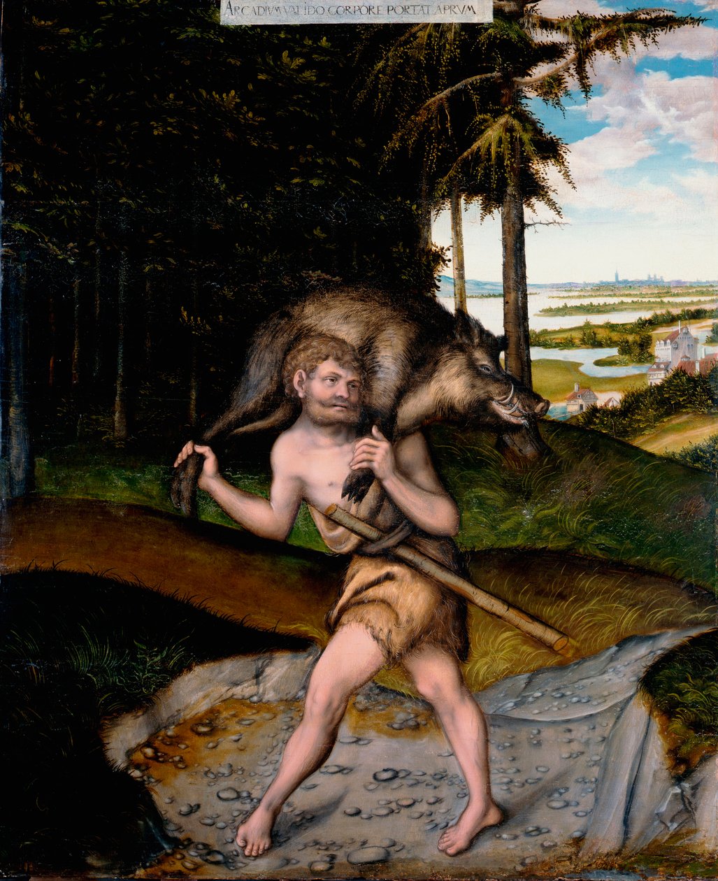 Heracles and the Erymanthian Boar (From The Labours of Hercules) by Lucas the Elder Cranach