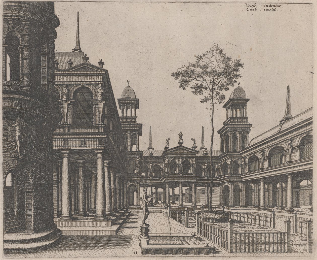 Square with a Circular Building on the Left and an Obelisk in the Background by Lucas van Doetechum and Johannes