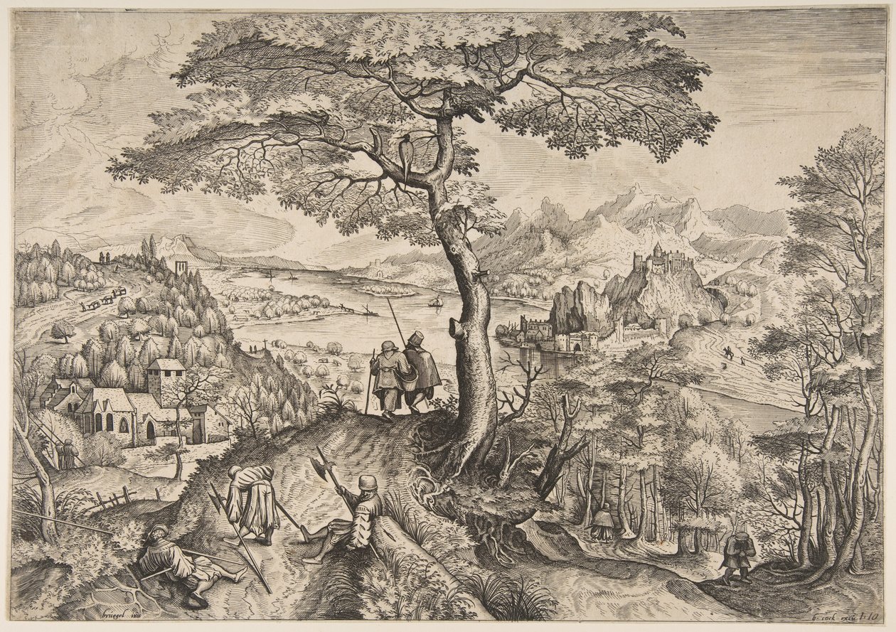 Soldiers at Rest from The Large Landscapes, ca. 1555-56 by Lucas van Doetecum