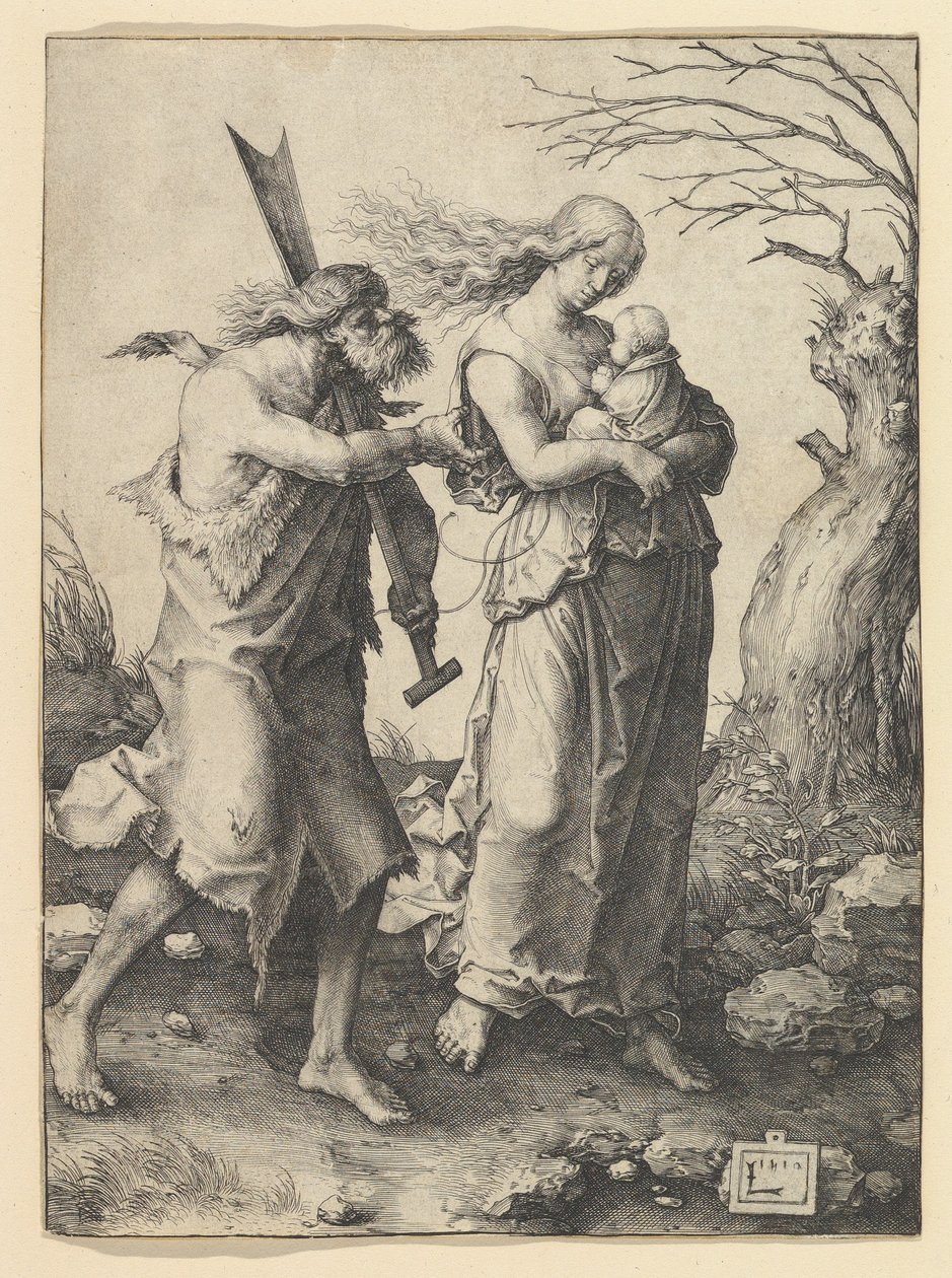 Adam and Eve after the Expulsion by Lucas van Leyden