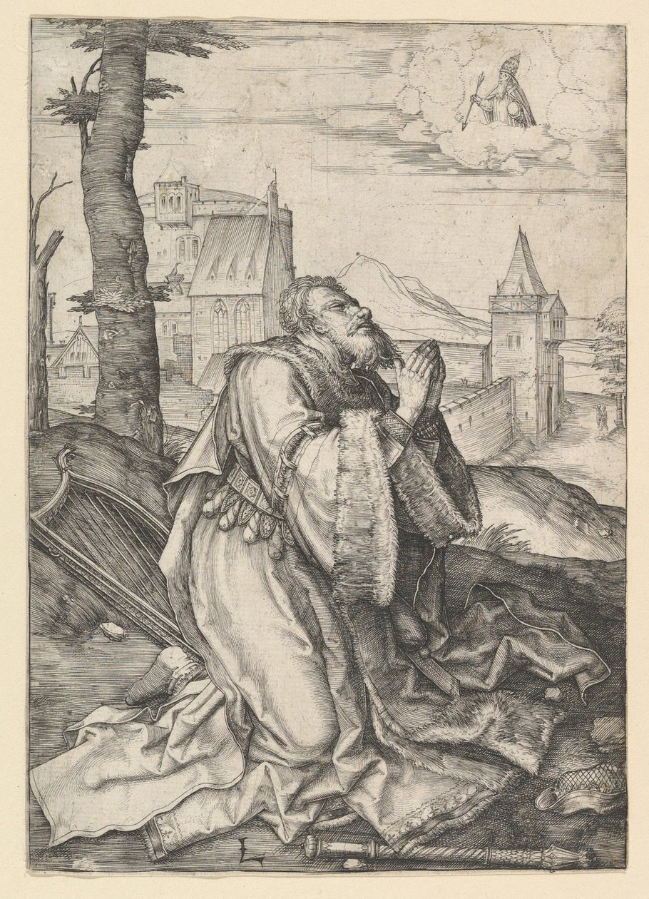 David Praying, ca. 1507 by Lucas van Leyden
