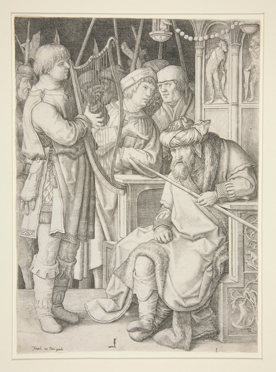 David Playing the Harp Before Saul by Lucas van Leyden