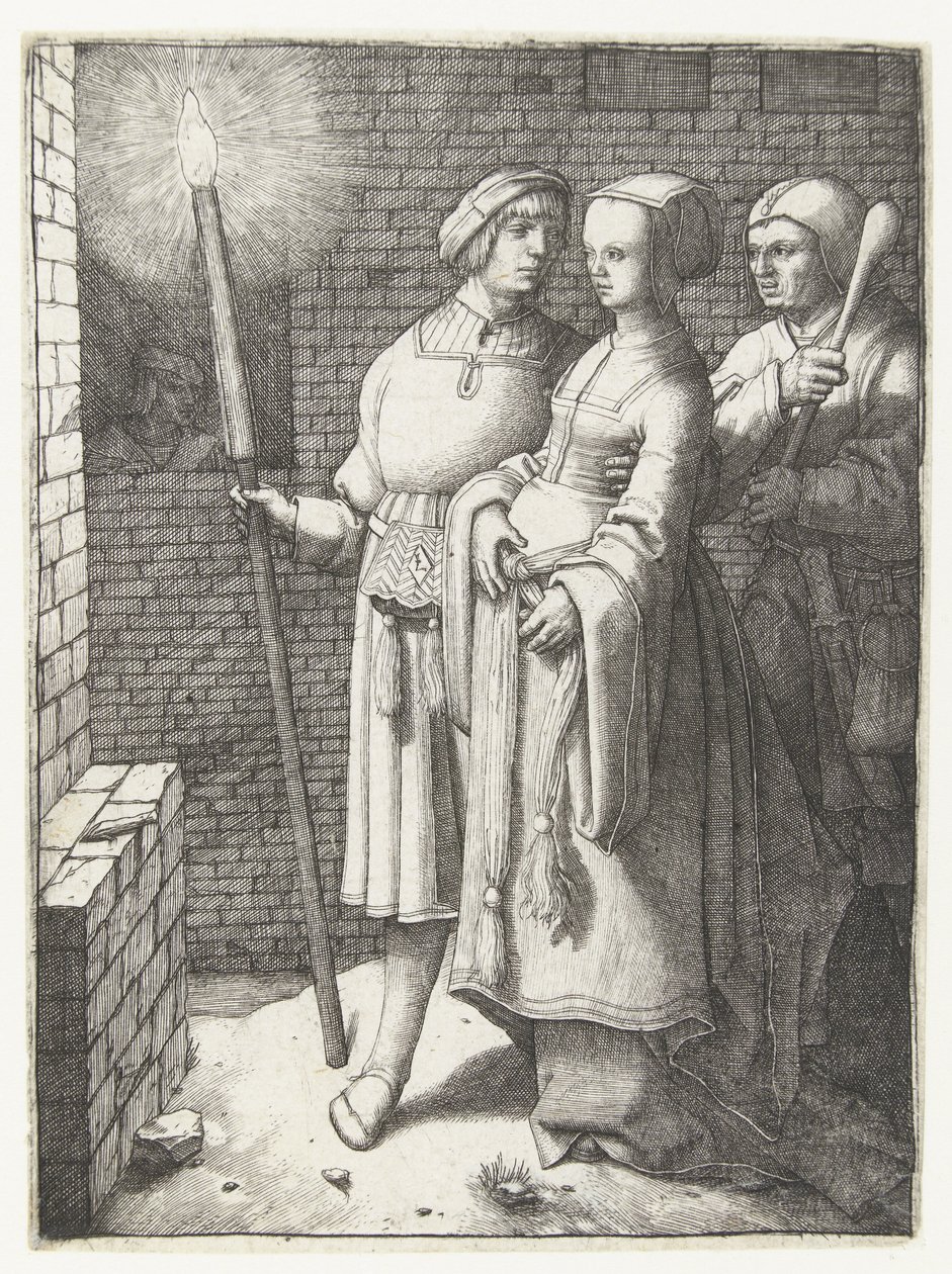 Young Man with a Torch, a Woman, and a Jester by Lucas van Leyden