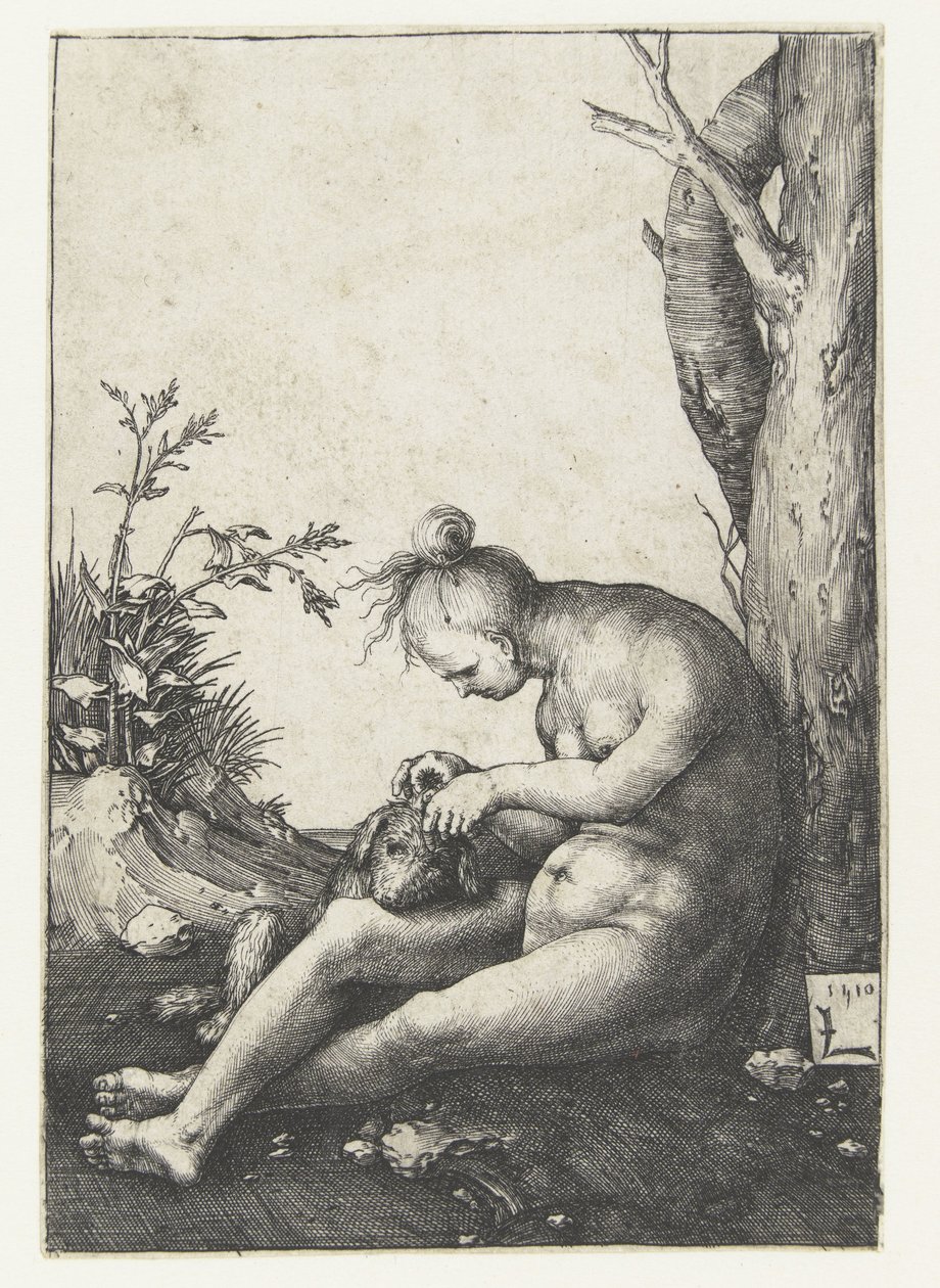 Naked Woman with Dog by Lucas van Leyden