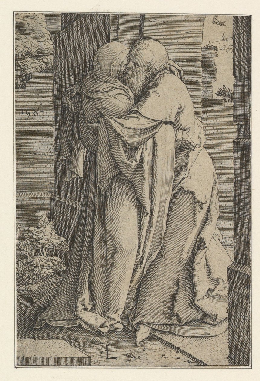 St. Joachim Embracing St. Anna by Lucas van Leyden