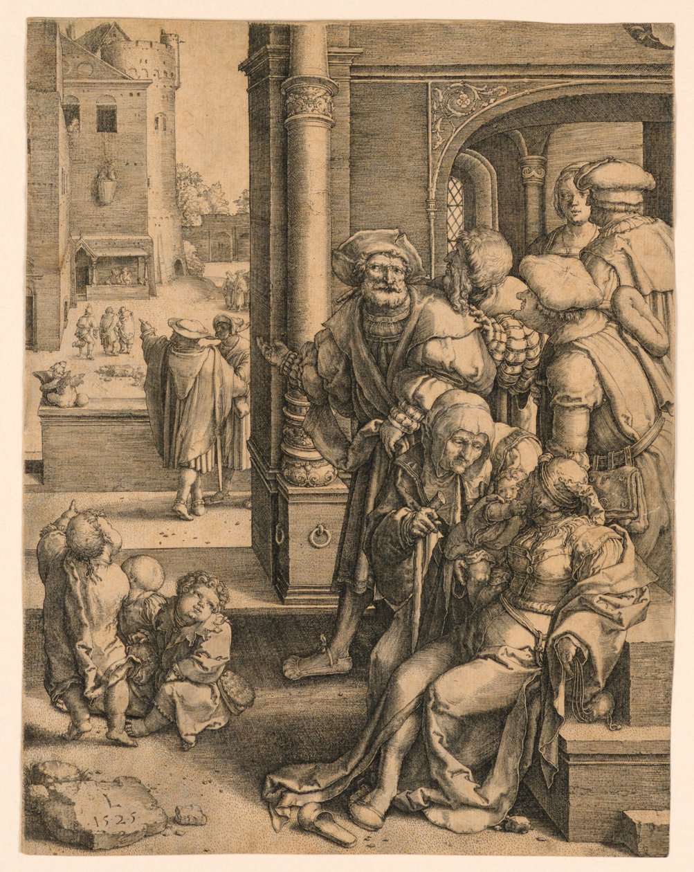 The Poet Virgil Suspended in a Basket by Lucas van Leyden